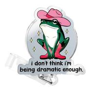 Funny Nurse Badge Reel Cute Nursing -I Don't Think I'm Being Dramatic Enough ID Frog Badge Holder Retractable Clip, Hospital Pediatric Medical CNA RN Badge Reels Accessories