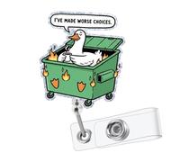 Funny Nurse Badge Reel, Cute Silly Goose Dumpster Fire Badge Reel Nursing Retractable, I’ve Made Worse Choices Id Card Holder with Clip for Medical Worker Doctor Healthcare Teacher Nurse Gifts