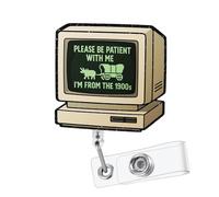 Funny Nurse Badge Reel, Cute TV Nursing Badge Reel Retractable, Please Be Patient with Me I’m from the 1900s Id Card Holder with 360° Rotating Clip for CNA Rn LPN CNA Ma CNA Doctors Nurse Gifts