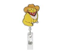 Funny Nurse Badge Reel, Cute Work Badge Holder with Retractable Clip, Cute Nursing Vet Tech Technician Veterinary Pharmacy Mental Health RN Medical Worker Gifts (Cowboy Cat)