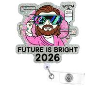 Funny Nurse Badge Reel, Cute Work Badge Holder with Retractable Clip for Nursing Student RN LPN CNA MA Medical Worker Teacher Doctor ID Name Badge Clip Accessories (Future is Bright)