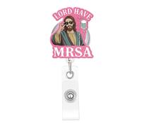 Funny Nurse Badge Reel, Lord Have MRSA Badge Holder with Retractable Clip, Cute Gifts for Nursing Student RN LPN CNA MA Medical Worker Doctor Teacher