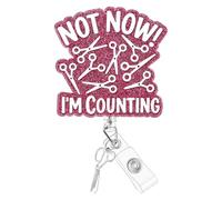 Funny Nurse Badge Reel,Nurse Badge Holder,Not Now I'm Counting Retractable ID Name Card Badge Reel with Alligator Clip,Medical Badge Holder for Nursing Doctor Teacher Student Medical Staff