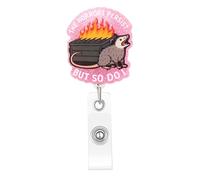 Funny Nurse Badge Reel, Possum Dumpster Fire Badge Holder with Retractable Clip, Cute Gifts for Nursing Student RN LPN CNA MA Medical Worker Teacher Doctor
