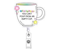 Funny Nurse Badge Reel Retractable Reminder: You Can't Poup from an Empty Cup, Cute Nursing Badge Holder, Fun Nurse Gifts, Healthcare RN PCT LPN CNA Nursing Student Badge Clip ID Card Accessorie