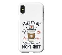 Funny Nurse Fueled By Coffee Chaos And Night Shift Case for iPhone X/XS