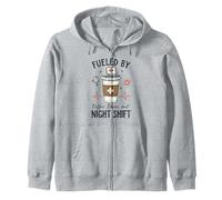 Funny Nurse Fueled By Coffee Chaos And Night Shift Zip Hoodie