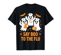 Funny Nurse Ghost Halloween Vaccine Say Boo to The Flu T-Shirt