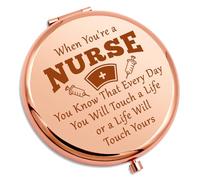 Funny Nurse Gifts Nursing Compact Pocket Mirror Nurse Thank You Gifts for Rn LPN NP Nursing Graduation Present Doctor Appreciation Presents Inspirational Christmas Birthday Folding Makeup Mirror