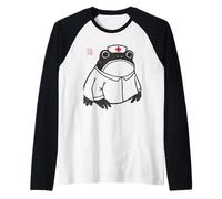 Funny Nurse Grumpy Frog Medical Healthcare Animal Raglan Baseball Tee