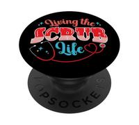 Funny Nurse Living the Scrub Life Nursing Assistant CNA Gift PopSockets Adhesive PopGrip
