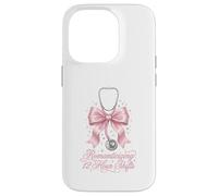 Funny Nurse Romanticizing 12 Hour Shift RN Coquette Pink Bow Case for iPhone 14 Pro