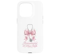 Funny Nurse Romanticizing 12 Hour Shift RN Coquette Pink Bow Case for iPhone 15 Pro