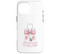 Funny Nurse Romanticizing 12 Hour Shift RN Coquette Pink Bow Case for iPhone 16 Pro Max