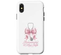 Funny Nurse Romanticizing 12 Hour Shift RN Coquette Pink Bow Case for iPhone X/XS