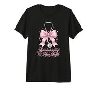 Funny Nurse Romanticizing 12 Hour Shift RN Coquette Pink Bow Premium T-Shirt