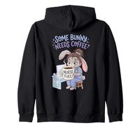 Funny Nurse Some Bunny Needs Coffee Rabbit Nurse Fuel Zip Hoodie