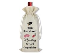 Funny Nurse Wine Bag Nurse Graduation Gift You Survived Nursing School Congratulation Wine Bottle Bag for Nurse Graduation Party Decoration Christmas Birthday Gifts for Nurse
