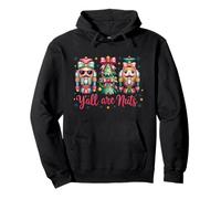 Funny Nutcracker Christmas Tree Y’all Are Nuts Holiday Retro Pullover Hoodie