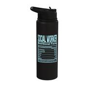 Funny Nutrition Facts Social Worker Stainless Steel Insulated Water Bottle