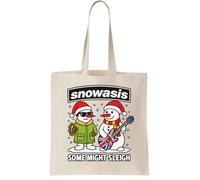Funny Oasis Snowasis Some Might Sleigh Parody Christmas Jumper Design for Mu Canvas Tote Bag - Reusable Cotton Shopping Bag, Natural
