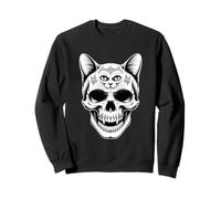 Funny Occult Cats Skull Gothic Monochrome Sweatshirt