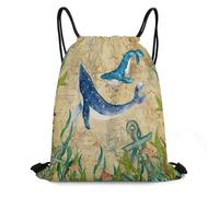 Funny Ocean Animal Whale Pe Bag Lightweight Sport Sack Durable Sports Backpack For Yoga Shopping Picnic 36X42Cm