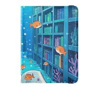 Funny Ocean Library Book Fish Blue Leather decorative Passport Holder Cover Vaccine Card Holder Cover Combo Badge ID Vaccine Card Holder Wallet Waterproof, funny ocean library book fish blue, One Size