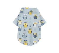 Funny Ocean Owl Blue Summer Dog Shirts Collared Polo T-Shirts Button Up Breathable Cool Pet Polo Shirt Doggy Sweatshirt Puppy Kitten Perfect for Everyday Wear, and Photoshoots 4XL