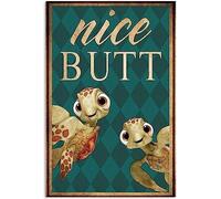 Funny Ocean Turtle Metal Tin Sign Wall Decor Art - Bathroom Poster, Wall Hanging, Gift Home Decor 6x8 Inch