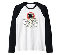Funny Octopus Alien Gift Outer Space UFO Mars Scifi Mens Raglan Baseball Tee