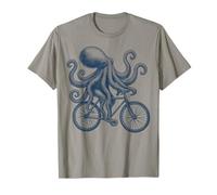 Funny Octopus Riding Bicycle Retro Biker Cycling Graphic T-Shirt