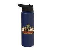 Funny Off Grid Social Club Retro Distressed Design Stainless Steel Insulated Water Bottle