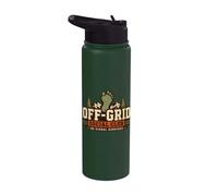 Funny Off Grid Social Club Retro Distressed Design Stainless Steel Insulated Water Bottle
