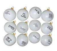 Funny Offensive Christmas Baubles Swear Word Ornaments, Funny Parody Glass Christmas Ornament, Hanging Christmas Baubles for Xmas Tree Decoration, Gothic, Halloween, DIY Gift