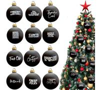 Funny Offensive Christmas Baubles Swear Word Ornaments, Funny Parody Glass Christmas Ornament, Hanging Christmas Baubles for Xmas Tree Decoration, Gothic, Halloween, DIY Gift