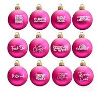 Funny Offensive Christmas Baubles Swear Word Ornaments, Funny Parody Glass Christmas Ornament, Hanging Christmas Baubles for Xmas Tree Decoration, Gothic, Halloween, DIY Gift