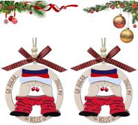 Funny Offensive Christmas Ornaments 2025 Hanging - Dirty Santa Christmas Sleigh Bells - Go Ahead Jingle My Bells - Prank Exchange Gifts for Adults - Ugly Rude Christmas Tree Baubles Wooden (2 Pcs)
