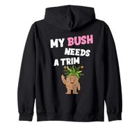 Funny Offensive Rude Novelty My Bush Needs A Trim Hairstyle Zip Hoodie