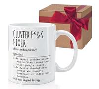 Funny Office Cluster Fixer Coffee Mug 11Oz - Gift for Coworker, Boss, Manager - Unique Retirement Present - Christmas Office Mug for Bestie Legend
