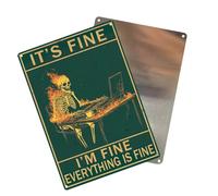Funny Office Gifts It'S Fine I'M Fine Everything Is Fine Skull Decor Gothic Office Decor Man Cave Decor Accessories 8x12Inches Tin Signs Vintage