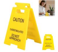 Funny Office Prank Desk Sign,Caution Overstimulated Do Not Approach Warning Sign,Funny Warning Sign,Do Not Approach S/ign Funny Office Desk, Mini Caution S/ign For D/esk, For Teammate Employee Boss