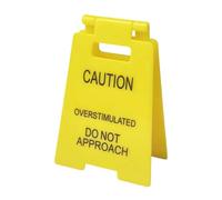 Funny Office Prank Desk Sign, Caution Overstimulated Do Not Approach Warning Sign Humorous Gag Gift Mini Desk Decor Accessories for Coworkers Employees Boss Teammate Workplace Cubicle Home