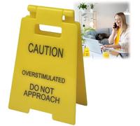 Funny Office Prank Desk Sign,Overstimulated Do Not Approach Desk Sign,Mini Caution Sig/n for D/esk and Offic/e,Funny Off/ice Warning Plaque for Coworkers,Humorous Workplace Decor and De/sk Accessories