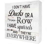 Funny Office Quote I Don't Have Ducks or a Row Wooden Box Sign Desk Decor Rustic Humorous Wood Block Plaque Box Sign for Home Living Room Shelf Table Decoration (5 X 5 Inch)