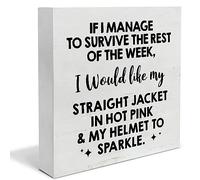 Funny Office Wooden Box Sign If I Manage to Survive the Rest of the Week Desk Decorative Wooden Sign Home Office Decor for Desk Table Shelf 5x5 Inch