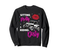 Funny Offroad UTV 4 Wheeler SxS Sitting Pretty Messy Bun Mom Sweatshirt