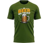 Funny Oktoberfest Mens T Shirt with in Beer We Trust Pint Graphic Tee October German Festival Drinking Party Top, XXL, Military Green