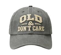 Funny 'Old Don't Care' Embroidered Hat | Adjustable Vintage Trucker Cap with Distressed Finish | Soft Pre-Washed Unisex Design for Street Style, Golf, and Gym Wear Gray