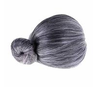 Funny Old Lady Grandma Silvery Gray Short Bun Wig Party Cosplay Fancy Dress